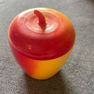 Apple-Shaped Red and Yellow Decorative Container